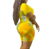 Women Tracksuit Set Sport Activewear Short Sleeve Tops Bodycon Shorts Loungewear