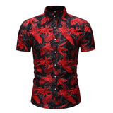 Men Short Sleeve Hawaiian Printed Casual Loose Shirts Beach Holiday Button Tops