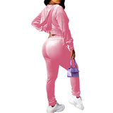 Womens 2Pcs Tracksuit Set Leggings Pants Long Sleeve Hoodie Zip Tops Outfits Set