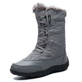 Womens Snow Boots Winter Warm Mid Calf Leather Waterproof Outdoor Slip On Shoes Size 8