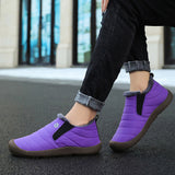 Adult Unisex Solid Color Fall Winter Warm Slip On Anti Slip Round Toe Flat Shoes