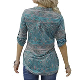 Women Plaid Printed Casual Shirt Blouse Tops Stand Collar Pullover Tunic Zipper