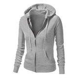 Women Hooded Loose Tops Coat Long Sleeve Outwear Sweatshirt Jacket Zipper Pocket