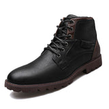Men Plus Size Retro Style Lace Up Boots High Top Side Zipper Fall Winter Boots