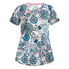 Women's Floral Printed V-Neck Tops Short Sleeve Pockets Casual T-Shirt Blouse