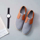 Men's Oxfords Lace Up Casual Boat Shoes Genuine Leather Shoes Breathable Loafers