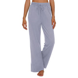 Womens High Waist Wide Leg Trousers Casual Elastic Loose Solid Yoga Long Pants
