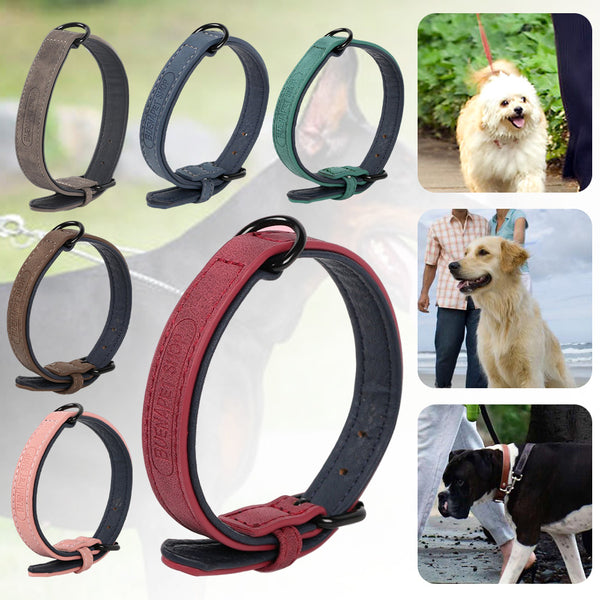Pet Dog Soft PU Leather Neck Collar Adjustable Buckle For Small Medium Large Dog