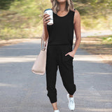 Women's Tracksuit Set Sleeveless Tops + Pants Trousers Sports Fitness Loungewear