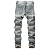 Men Ripped Jeans Straight Skinny Slim Fit Denim Pants Destroyed Frayed Trousers