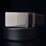 Men's Luxury Genuine Leather Adjustable Belt Ratchet Strap With Automatic Buckle