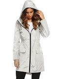 Women Waterproof Coat Jacket Raincoat Hooded Zipper Overcoat Windbreaker Outwear