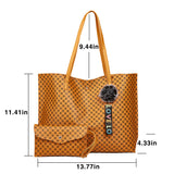 Women PU Leather Tote Shoulder Bag Handbag Satchel Purse With Clutch Bag Pom Pom