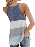 Women's Color Matching Halter Vest Tank Tops Casual Sleeveless T-Shirt Pullover
