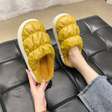 Ladies Cute Solid Color Slippers Round Toe Platform Keep Warm Slippers