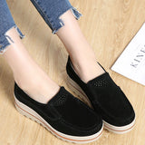 Women Suede Loafers Moccasins Pumps Slip On Wedge Casual Shoes Height Increase