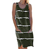 Women Striped Beach Slip Skirt Knee Length Sleeveless Round Neck Dress Plus Size