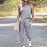 Women's Tracksuit Set Sleeveless Tops + Pants Trousers Sports Fitness Loungewear