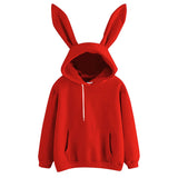 Women's Solid Color Bunny Ears Hooded Casual Sweatshirt Hoodie Jumper Pullover