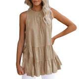 Women's Tiered Vest Tank Top Casual Loose Sleeveless Shirt Blouse Pullover Tunic