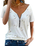 Women's Heart Printed T-Shirts Short Sleeve Summer Casual Round Neck Plus Size