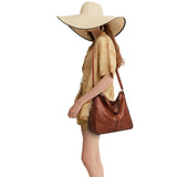 2 Pcs Fashion Women Tote Satchel Shoulder Bag Set PU Leather Large Capacity Single Shoulder Handbag Wallet Purse