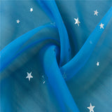 Stars Printed Tulle Sheer Curtain Transparent Window Drapes Voile Valance Decor