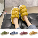 Ladies Cute Solid Color Slippers Round Toe Platform Keep Warm Slippers