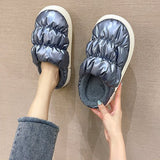 Ladies Cute Solid Color Slippers Round Toe Platform Keep Warm Slippers