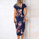 Women Casual Short Sleeve Midi Dress Ladies V-Neck Shirt Dress Sundress Lace Up
