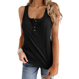 Women's Casual Solid Sleeveless Vest Tank Top Loose T-Shirt Blouse Tops Buttons