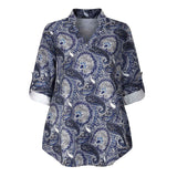 Floral Printed V Neck Long Sleeve T-Shirt For Women Pullover Blouse Tops Tunic Tee
