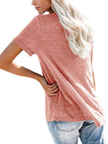 Women's Solid Color Pocket T-Shirt Casual Loose Tops Pullover Blouse Basic Tee