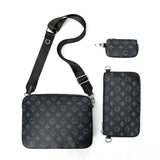 Men's 3 in 1 Crossbody Bags Briefcase Shoulder Satchel Bag Checkered Messenger Bag Handbag Casual Purse Wallet