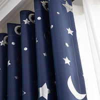 Fashion Curtain 6 Colors Moon Star Blackout Curtains Eyelet Grommet Top Darkening Blockout Curtain For Kids Boy Girl Room