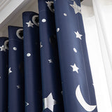 Fashion Curtain 6 Colors Moon Star Blackout Curtains Eyelet Grommet Top Darkening Blockout Curtain For Kids Boy Girl Room