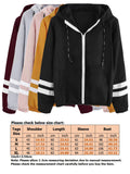 Womens Double Stripes Stitching Long Sleeve Hooded Sweatshirt Hoodie Pullover