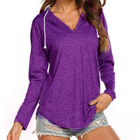 Women's Hoodies Long Sleeve T-Shirt Loose Hooded Tops Blouse Pullover Drawstring