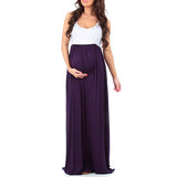 Pregnant Women Maternity Solid Maxi Dress Casual Sleeveless Vest Dress Sundress