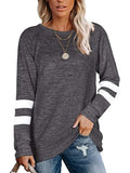 Women's Striped Printed Loose Long Sleeve T-Shirt Tops Casual Comfortable Blouse