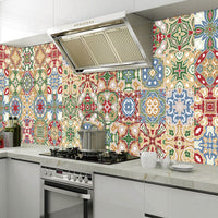 24Pcs Floral Mosaic Tile Stickers Self Adhesive Home Wall Decor Transfers Decal