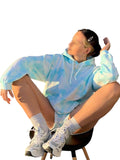 Women's Tie Dye Hoodie Long Sleeve Hooded Sport Gym Casual Loose Sweatshirt Tops