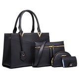 4Pcs Set Leather Handbag Tote Top Handle Satchel Purse Work Bag Shoulder Crossbody Bags with Wallet Card Bag for Women