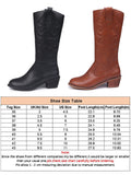 Women's Fashion Embroidery Western Chunky Pointed Toe Mid Calf Boots