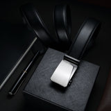 Men's Luxury Genuine Leather Adjustable Belt Ratchet Strap With Automatic Buckle