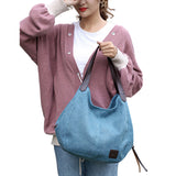 Women Fashion Tote Shoulder Bag Casual Canvas Handbag Retro Tote Purse Messenger Bag Large Capacity Travel School Bag