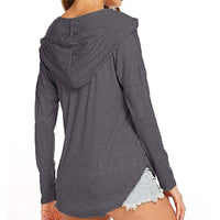 Women's Hoodies Long Sleeve T-Shirt Loose Hooded Tops Blouse Pullover Drawstring