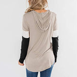 Women's Color Block Casual Loose Hooded Neck Long Sleeve Winter Pullover Hoodie