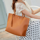 Women PU Leather Tassels Shoulder Bag Tote Large Capacity Handbag Messenger Bag