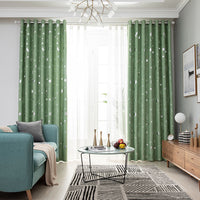 Stars Moon Bronzing Print Shade Thermal Curtain Eyelet Top Curtains Window Drape